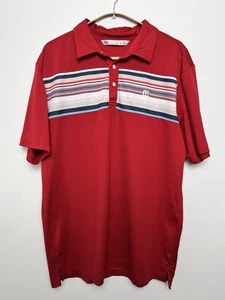 Travis Mathew Golf Polo Mens Large Red Performance Casual Preppy Shirt Striped - Picture 1 of 8