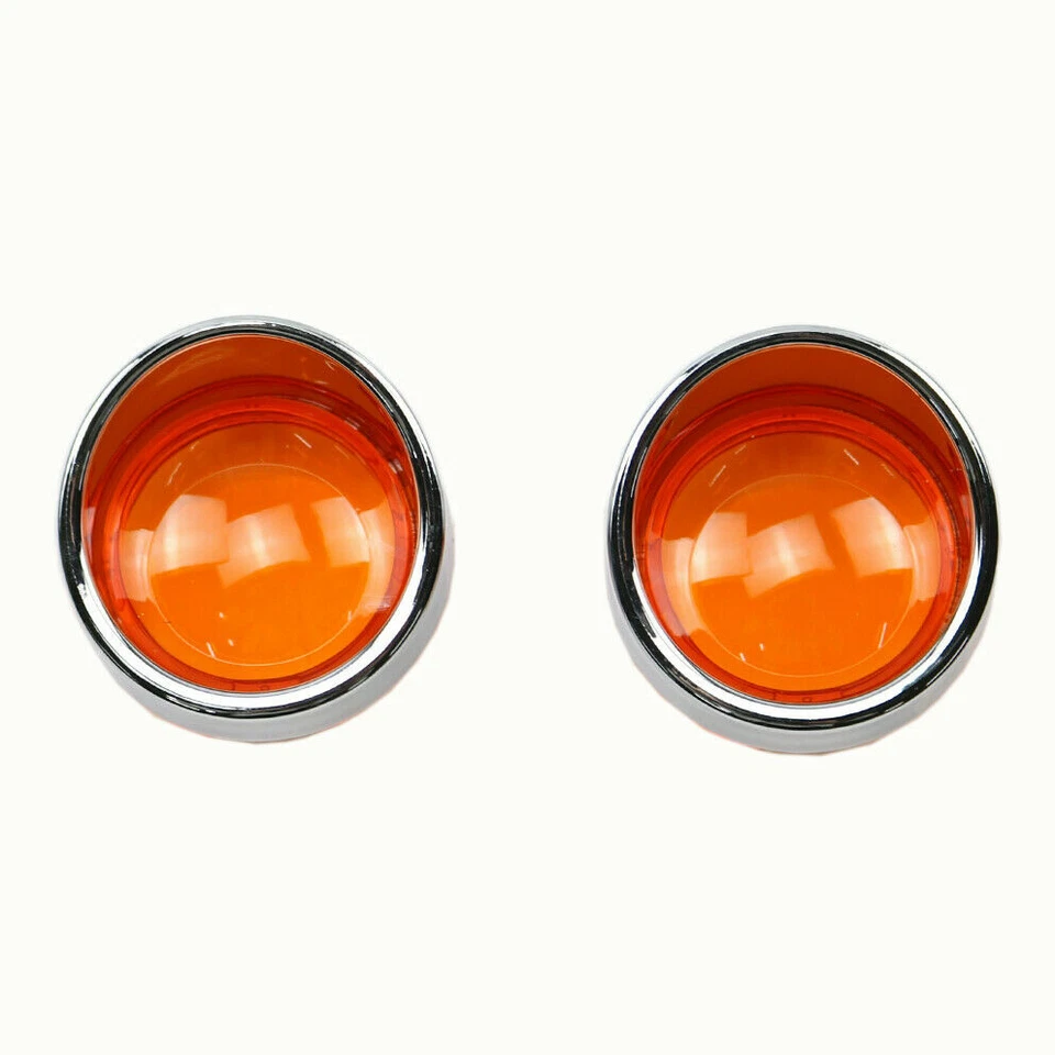 2Pcs Amber Bullet Turn Signal Lens Cover For Harley Dyna Softail FXDL FLHX V-Rod - Image 1 of 4