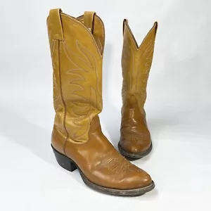 Nocona Mens Size 7.5 D Honey Brown/ Tan Pointed Toe Cowboy Boots USA Leather USA - Picture 1 of 13