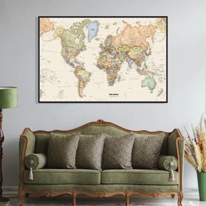 91×61cm/74×46cm Weltkarte Karte der Welt Posterdruck Bildungsschule Hintergrund - Bild 1 von 18