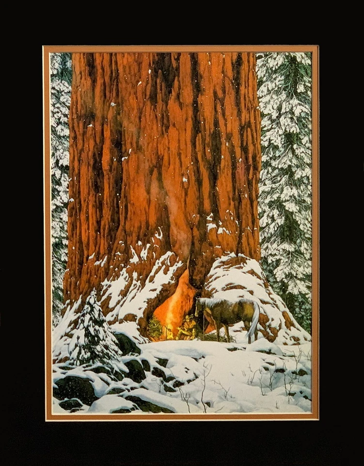 Bev Doolittle Christmas Day Give or Take A Week Matted 适合 11x14 即用框架 — 第 1/1 张图片
