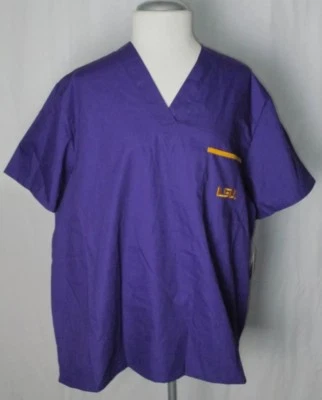  Blusa Médica LSU Cuello en V Púrpura Manga Corta Dudz Nueva con Etiquetas Foto 1 de 4