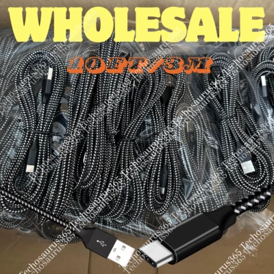 Braided Charge Cord USB A To USB C Cable 10FT For iPhone 15 Pro Max Samsung Lot - Image 1 of 4