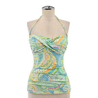 LRL Womens Size S Paisley Print Tankini Swimsuit Top Multicolor RALPH LAUREN - Image 1 of 4