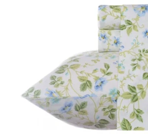 Laura Ashley King Sheets Sheet Set Spring Bloom Blue & Green Floral - Picture 1 of 3