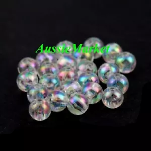 100 x beads acrylic plastic clear ab colour colourful round loose spacer 6mm new - Picture 1 of 2