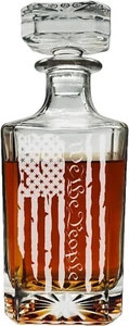Whiskey Decanter with Airtight Glass Stopper American Flag Gift for Men 750ml - Picture 1 of 6