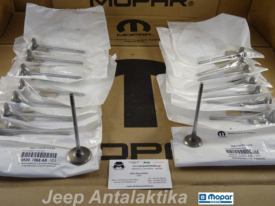 Juego de 8 válvulas de escape y 8 válvulas de admisión Jeep Compass/Patriot MK 07-17 nuevo OEM Mopar Foto 1 de 4