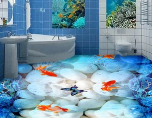 3D Goldfish Butterfly 7 Floor WallPaper Murals Wall Print Decal AJ WALL CA Lemon - Picture 1 of 5