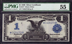 1899 $1 SILVER CERTIFICATE BLACK EAGLE FR.235* STAR NOTE PMG ABOUT UNC AU 55