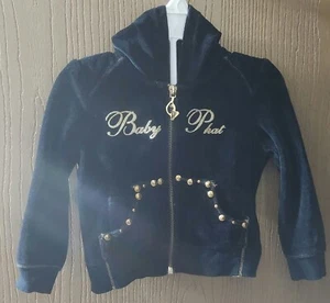 BABY PHAT Girlz Authentic Vintage Black Pullover Cold Shoulder Hoodie 2t "HTF". - Foto 1 di 9