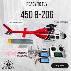 Roban 450 Size RTF B206 Red White RC Helicopter GPS Auto Return X1 Model - Picture 1 of 10