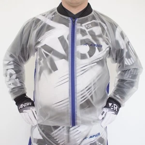 APICO RAIN JACKET ADULT WATERPROOF CLEAR/BLUE MOTOCROSS MX ENDURO BMX QUAD MTB - Picture 1 of 2