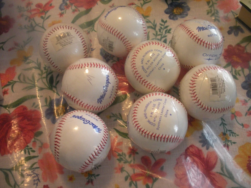 8 Official League Baseballs MacGregor 92722 Cork & Rubber Core 9" 5oz Nylon NEW - Image 1 of 1