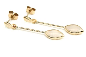 9ct Gold Opal Drop Earrings Long marquise Made in UK Gift Boxed - Picture 1 of 5