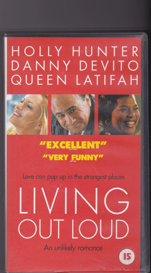 LIVING OUT LOUD VHS PAL HOLLY HUNTER,DANNY DEVITO,QUEEN LATIFAH RARE COMEDY 90'S - Image 1 of 1