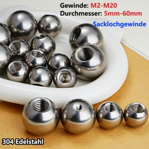 A2 Edelstahl Stahlkugeln mit Halbgewinde Kugellager Stahlkugeln 5mm-60mm, M2-M20 - Bild 1 von 14