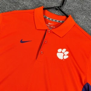 Clemson Tigers Polo Shirt Mens Large Orange Nike Short Sleeve ACC NCAA New - Picture 1 of 15