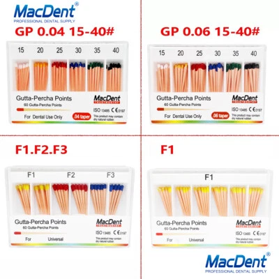 Dental Endo Gutta Percha Points Root Canal Obturation GP0.04/.06 F1 F2 F3 Tips - Image 1 of 2