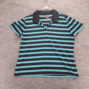 Bolle Polo Shirt Womens Large Short Sleeve Tennis Striped Blue Black - Picture 1 of 7