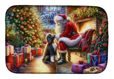 Portuguese Water Dog and Santa Claus Christmas Dish Drying Mat DAC4147DDM - Image 1 of 3