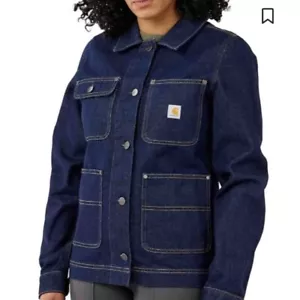 NEW Carhartt Women’s Rugged Flex Relaxed Fit Denim Jacket Barn Chore Coat Sz XL - Picture 1 of 14