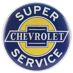 Chevrolet Super Service Large 24" Button Sign W/ Vintage Design - Picture 1 of 7