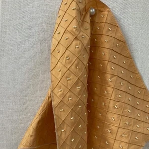 "stoffdesign!"SALE% TAITI*100 % LUXUS Seide apricot Perlen bestickt Nya Nordiska - Bild 1 von 8