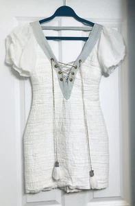 aje Anthropologie Free People weißes Baumwoll-Minikleid figurbetont wunderschön 0 2 - Bild 1 von 12