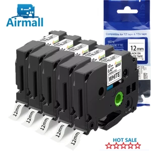 5PK 12mm Label Tape For Brother P-Touch Cube H110 TZ-231 TZe-231 Black on White - Picture 1 of 11
