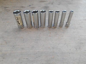 S K TOOLS , 1/4" DRIVE 6 PT. DEEP METRIC SOCKET PARTIAL SET , 8 PCS , NOS - Picture 1 of 2