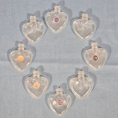 Lote de 8 Botellas de Perfume Vintage Segunda Guerra Mundial Stock Miniatura Vidrio Transparente en Forma de Corazón Foto 1 de 4