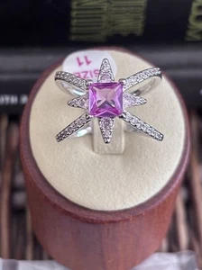 Anillo Bomb Party RBP8361 “Estilista Glamoroso” Talla 11 Rosa Corindón Sobre Rodio - Imagen 1 de 5