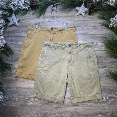 Pantalones Cortos Hombre Talla 32 Relajados AERO Aeropostale Lote De 2, 2 Piezas Marrón Verde Chino Foto 1 de 4