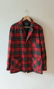 Vintage Pendleton Plaid Tartan Shirt 60+ years old Original Pure Wool Size Large - Picture 1 of 18