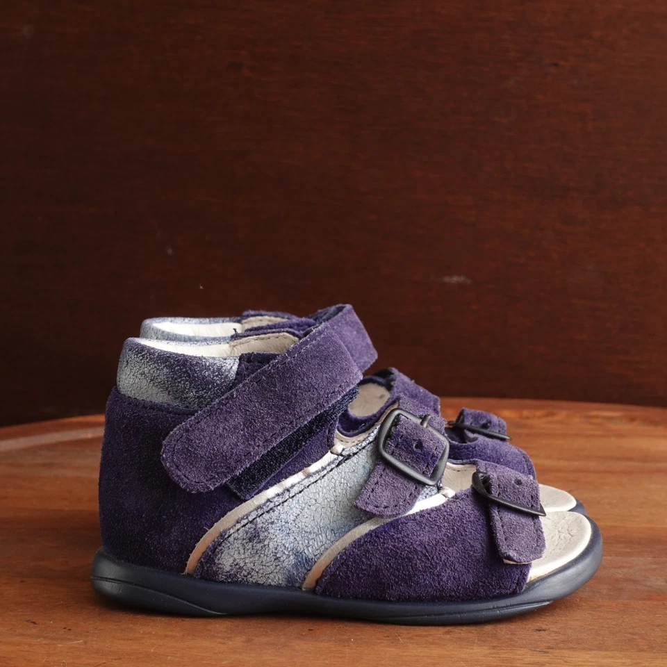 Daumling Sandals Infant Size 20 Age 10-16 Months Blue Leather Adjustable Shoes - Image 1 of 4