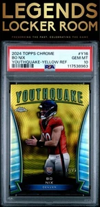 2024 Topps Chrome Youthquake Bo Nix Youthquake-Yellow Ref PSA 10 - Picture 1 of 2