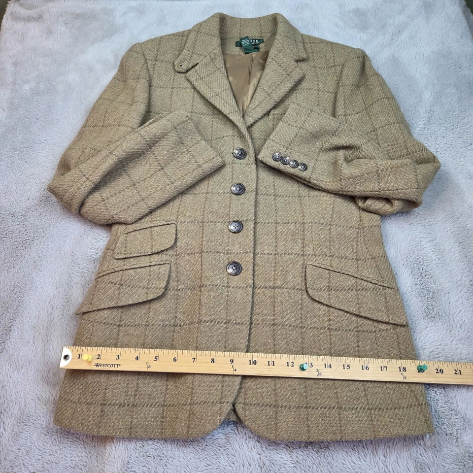 Chaqueta ecuestre Ralph Lauren para mujer mezcla de lana talla 6 marrón forrada en ventana LRL Foto 1 de 4