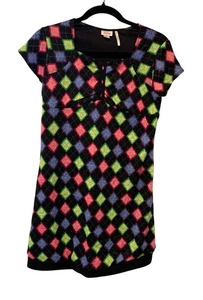 VIntage Y2k Justice Girls Size 18 Multicolor Black Dress Knee Length Diamonds Li - Picture 1 of 4