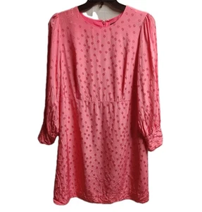 Vestido recto J Crew satinado jacquard punto floral para mujer 16 rosa manga larga forrado - Imagen 1 de 7