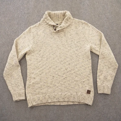 Guess Sweater Mens Large Beige Shawl Neck Knit Pullover Cotton - Image 1 of 4