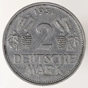 Alemania 1951-F (República Federal) 2 marcos alemanes KM#111 - Imagen 1 de 2