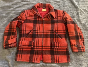 Red Stag Vintage 1950s Red Black Buffalo Plaid Wool Hunt Jacket Coat Sz 50 XXL - Picture 1 of 15