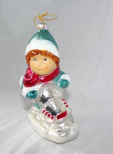 Adorno de Navidad vintage de Alemania Occidental para niños moto de nieve vidrio soplado decoración de árbol - Imagen 1 de 20