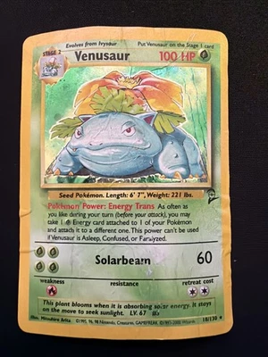 Pokemon Venusuar Holo Rare Card Base Set 2, #18/130, WOTC **Damaged** - Image 1 of 4
