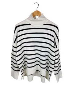 French Connection White Oversized High Neck Striped Jumper Size XXL - Picture 1 of 6