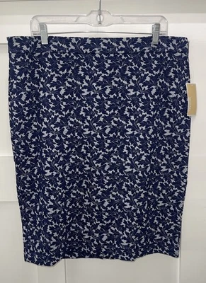 Michael Kors Women’s Blue Paisley Exposed ZIP Stretch Pencil Skirt Size XL - Image 1 of 4