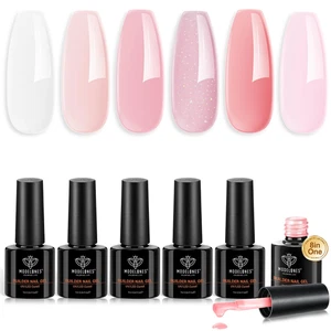 Builder Gel 8in1 6 Farben Nude Glitzer Rosa Clear Nagelverlängerung UV 8st - Bild 1 von 13