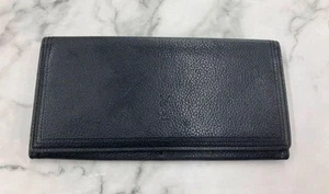 YSL Black Leather Bifold Wallet with Logo Japan Import Rare - Picture 1 of 7