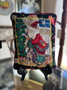 Mary Engelbreit Needlepoint Christmas Throw Pillow Colorful 9” x 11” - Picture 1 of 7